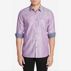 Ted Baker London Linnoo Trim Fit Linen Blend Sports Purple Shirt 4
